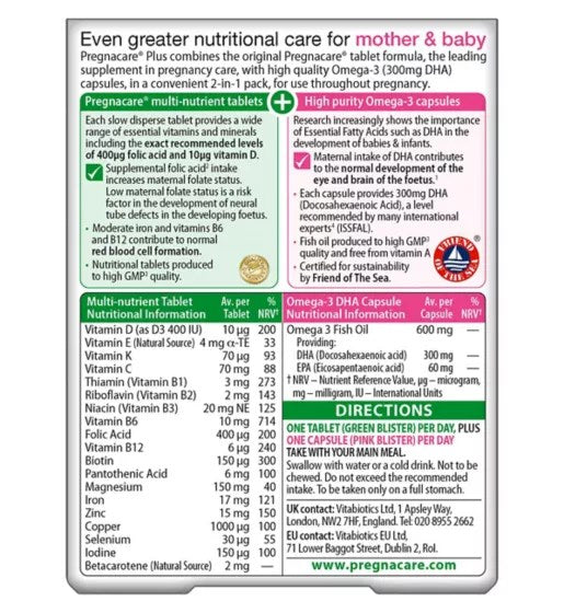 Vitabiotics Pregnacare Plus Omega3 56 Tablets