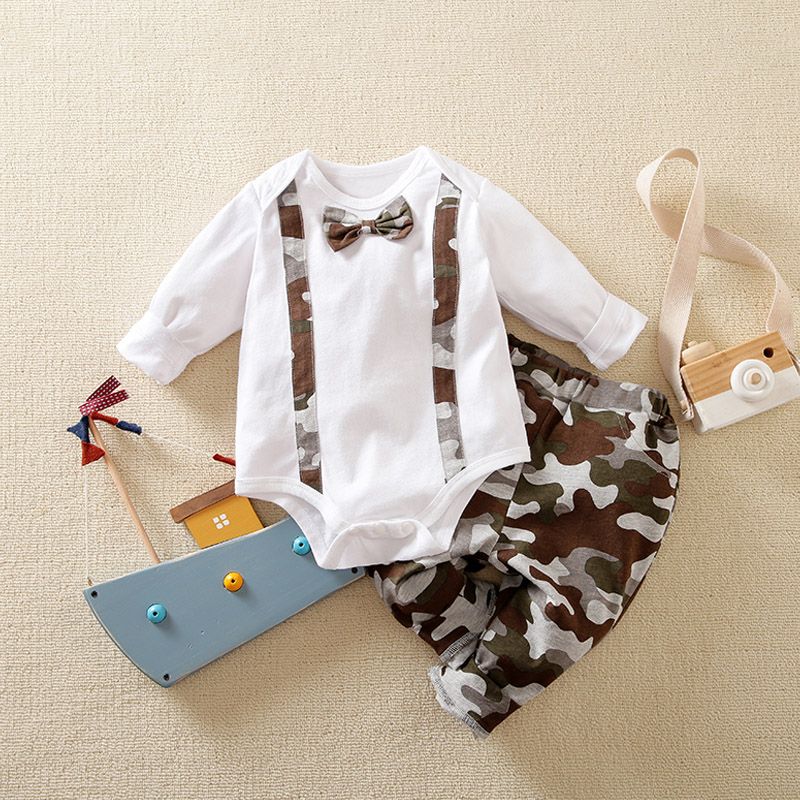 2Pcs Baby Boy Long sleeve Jumpsuit Pants Clothing Set