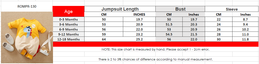 100% Cotton Cartoon Print Full-sleeve Baby Romper