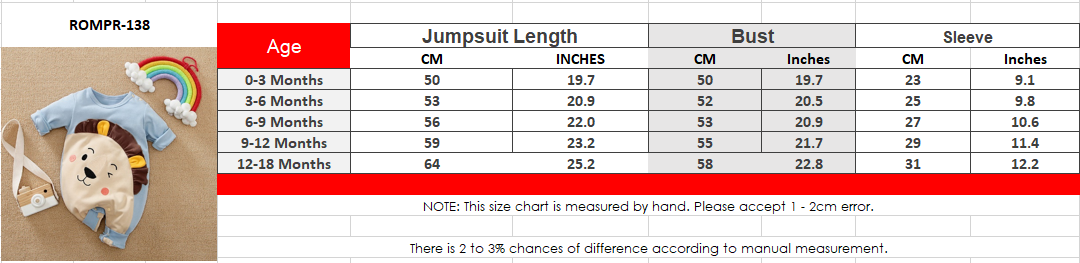 Cute Baby Boy Lion Character 100% Cotton Full Sleeve Romper