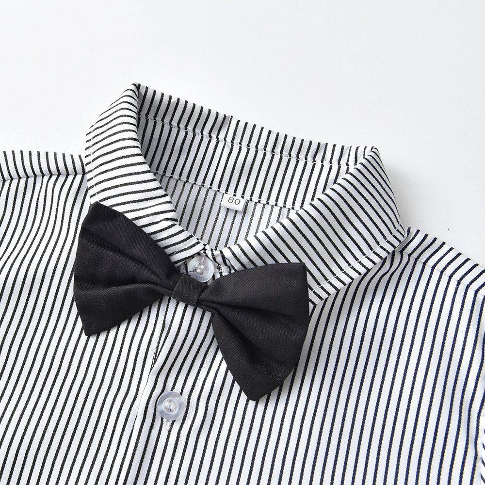 3-Piece Oceassional Wear Baby Boy Suit With Striped Print Shirt