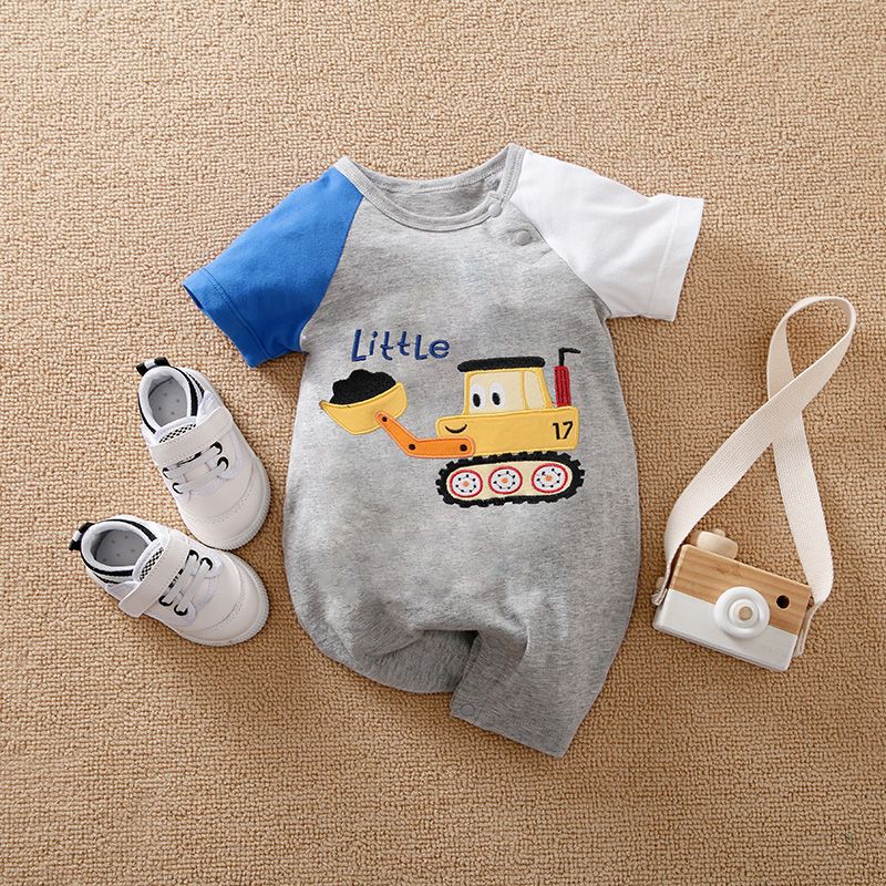 Baby Boy Vehicle Truck Print Romper 100% Cotton Bodysuit