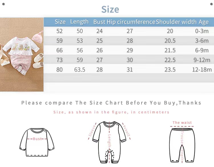 2-Piece Newborn Adorable Safari Theme Jumpsuit + Hat for Baby Girl