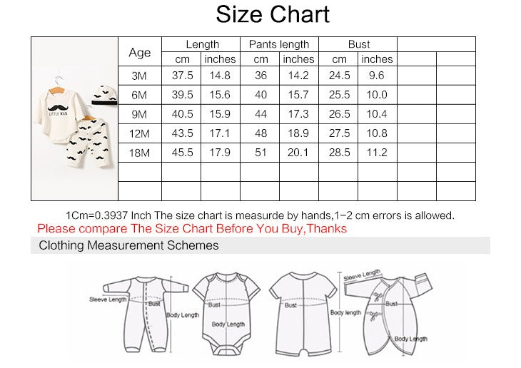 3-piece Moustache Print Long-sleeve Top Pants and cap Set (0-18 Months)