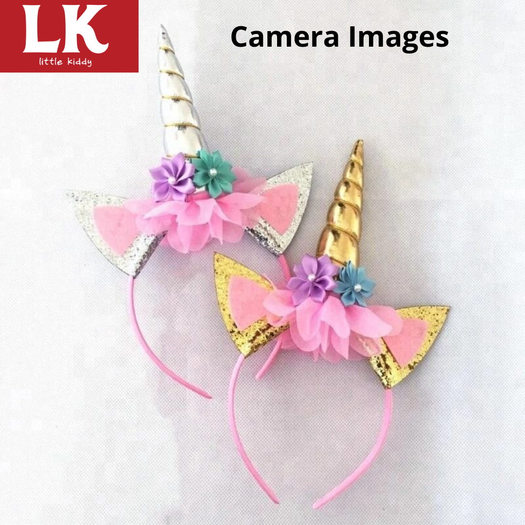 1-Pack Flower Decor Silver Unicorn Hair Hoop for Girls (2Y - 8Y)