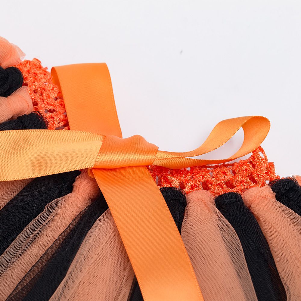 Pretty Orange and Black Tassel Skirt Bowknot Decor for 1 to 2 Year Old