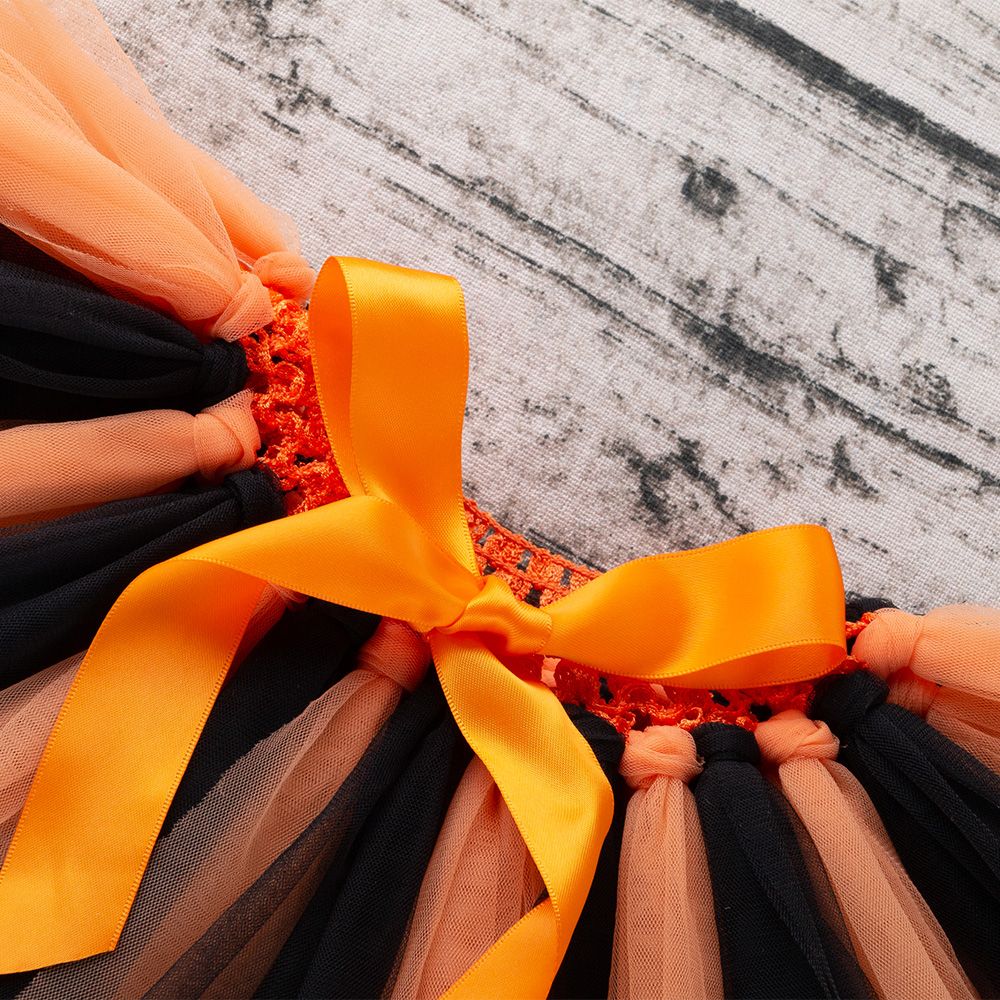 Pretty Orange and Black Tassel Skirt Bowknot Decor for 1 to 2 Year Old