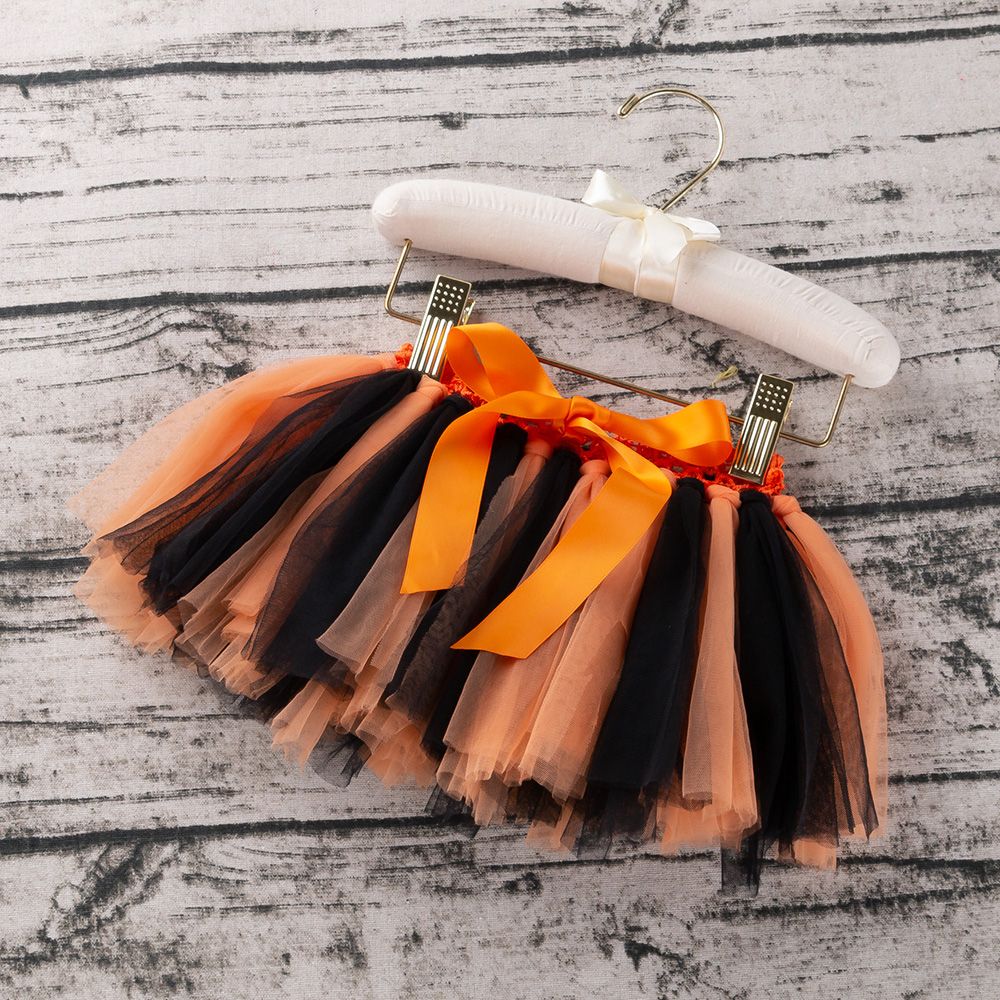 Pretty Orange and Black Tassel Skirt Bowknot Decor for 1 to 2 Year Old
