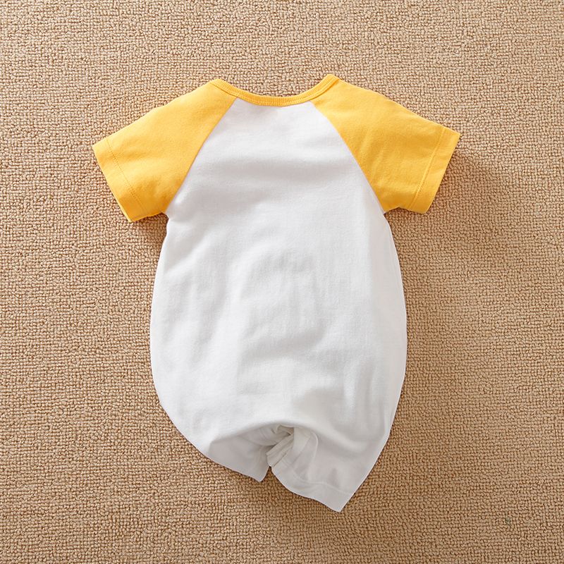 Elephant Print Short Sleeves Cotton Summer Bodysuit Romper