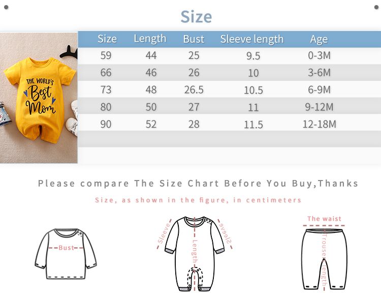 THE WORLD'S Best-Mom Letter Print Baby Boy/Girl Short-sleeve Romper