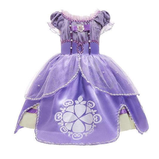 Toddler Girl Beads Embroidery Mesh Layered Princess Sofia Party Wear Frock