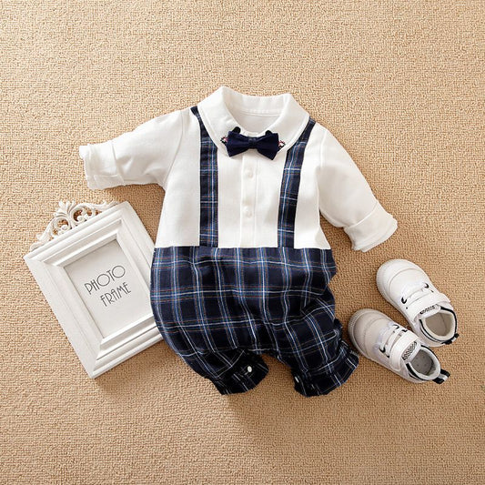 Baby Boy One-piece Gentleman Bow Tie Overalls Design Jumpsuit