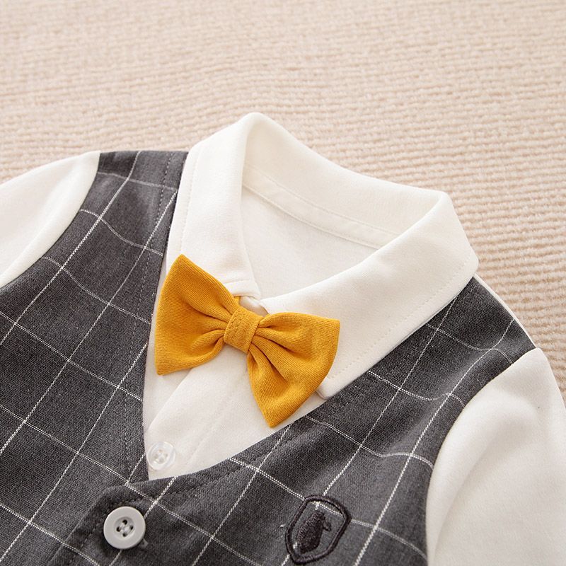 Baby Boy Gentleman 3-Piece Formal Grey Vest Coat Plaid Design Party Function Suit