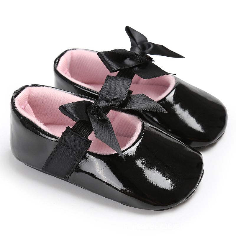 Baby Girl Pretty Bowknot Decor Birthday Party Black Shoes