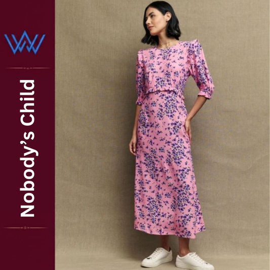 Nobody’s Child Floral Frill Detail Midaxi Tea Long Dress