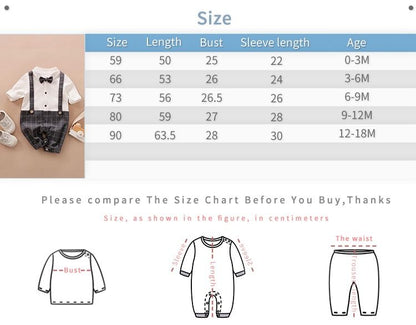 Baby Boy One-piece Gentleman Tuxedo Bow Tie Overalls Design Jumpsuit