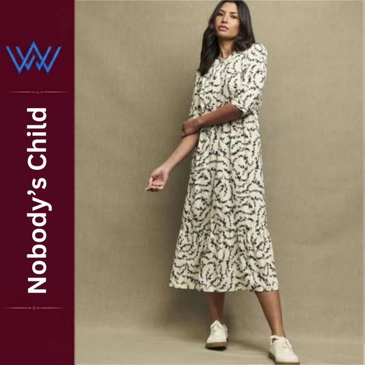 Nobody’s Child Cream Floral Chain Print Rachel Midi Long Dress