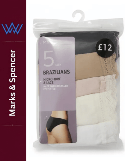 M&S 5 Pack Brazilian Microfibre and Lac