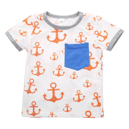 Anchor Print Short-sleeve T-shirt and Shorts Set