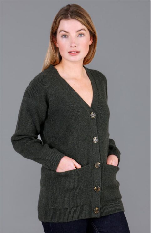 Paul James Lambswool V Neck Ribbed Layla Cardigan With Pockets