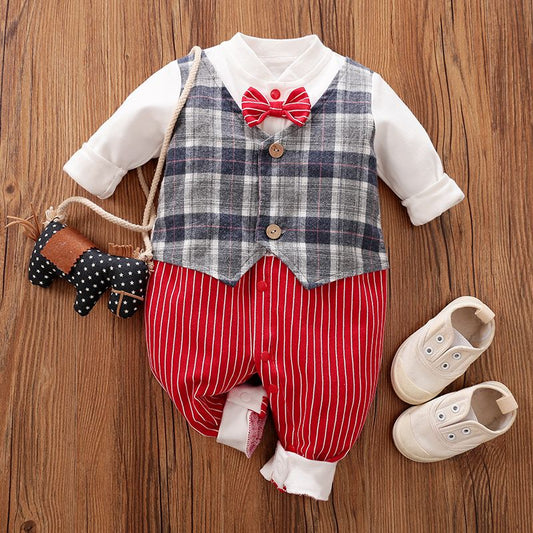 3-Piece Long Sleeves Bow Tie Jumpsuit