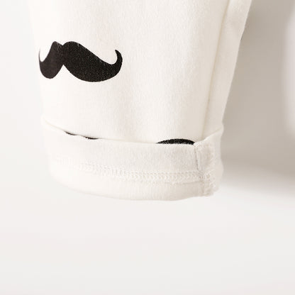 3-piece Moustache Print Long-sleeve Top Pants and cap Set (0-18 Months)