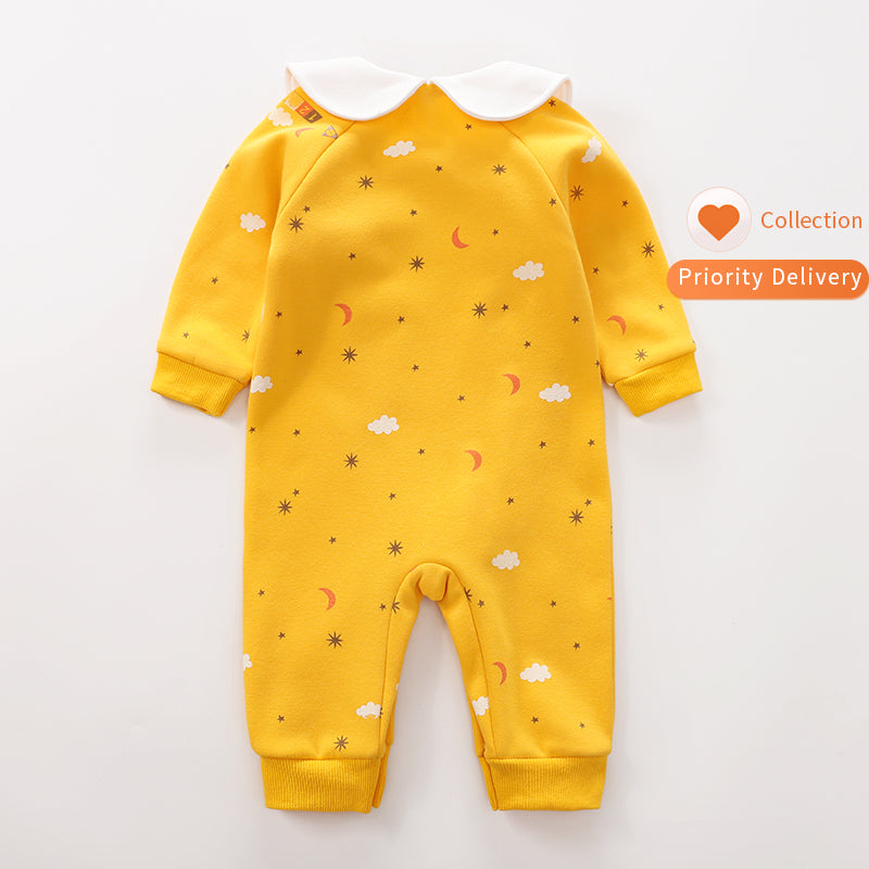 Baby Girl Cloud and Stars Allover Winter Long-sleeve Jumpsuit 0 to 18 Months