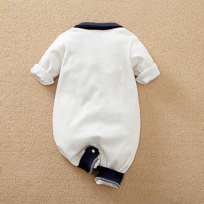 White Collar Baby Romper with Hat