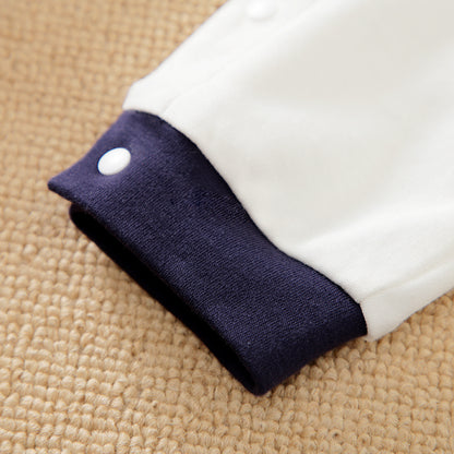 White Collar Baby Romper with Hat