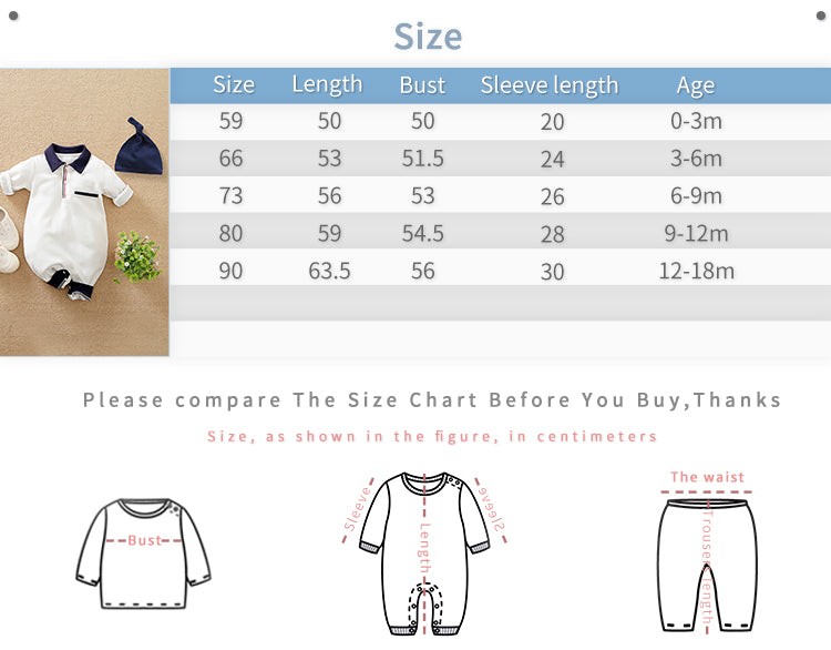 White Collar Baby Romper with Hat