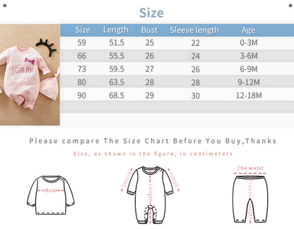 2pcs Baby Girl Long-sleeve Bowknot Jumpsuit with Hat Set