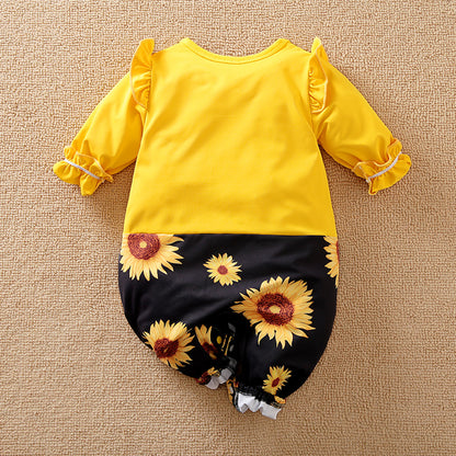 Sunflower Floral Theme Elegant Jumpsuit