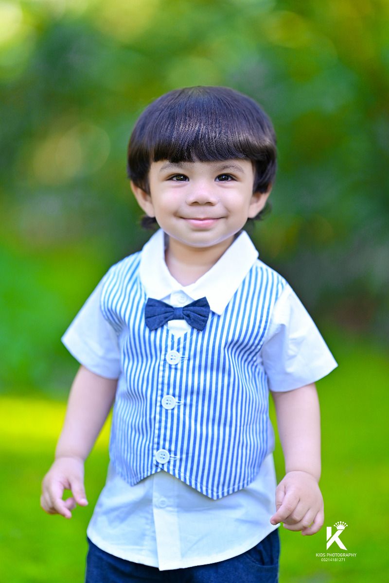 3-Piece Thailand Made Baby Boy Waist Coat And Bow Attahced With Shirt + Shorts
