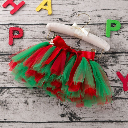 Baby Girl's Red & Green Tassel Skirt for 1 to 2 Year Old