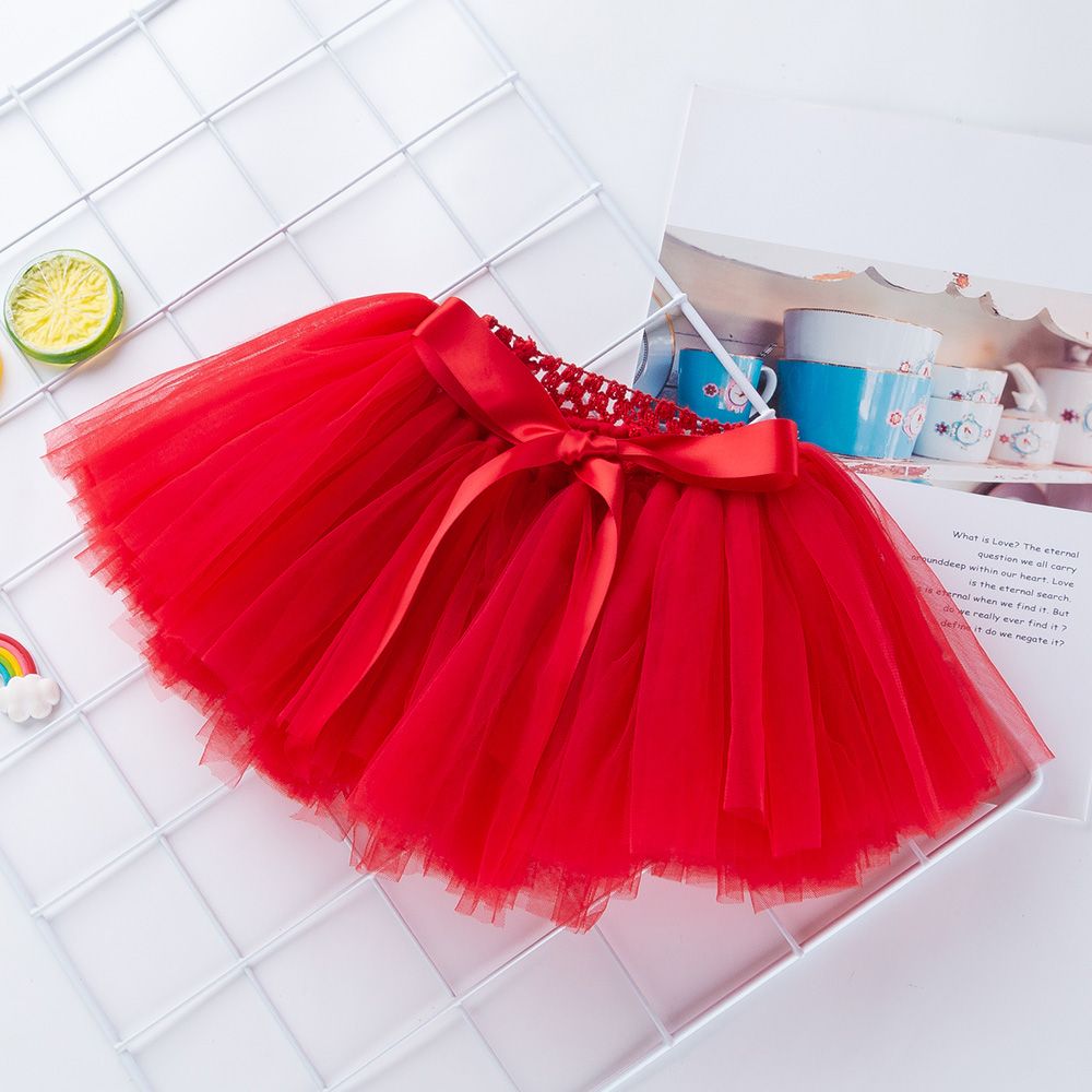 Baby Girl's Solid Tassel Skirt in Red For 1 year to 2 year