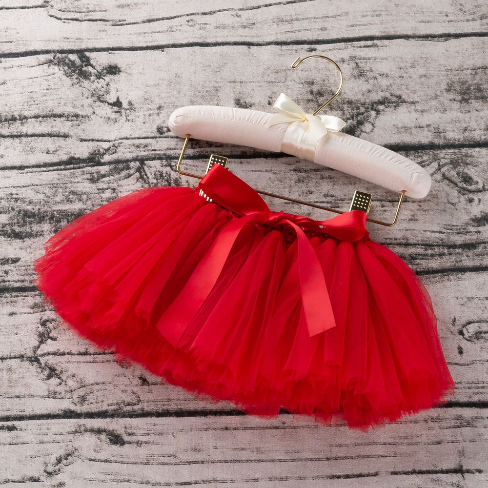 Baby Girl's Solid Tassel Skirt in Red For 1 year to 2 year