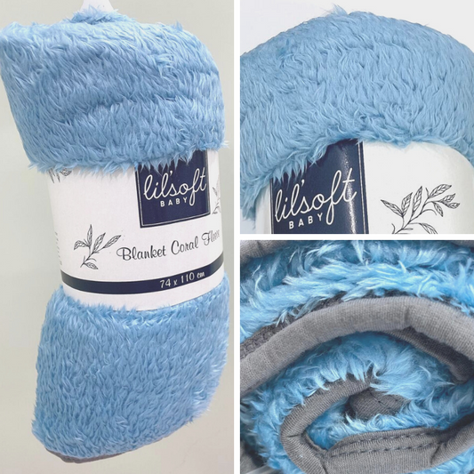 Newborn Baby Swaddle Blue Blanket Coral Fleece for Winter