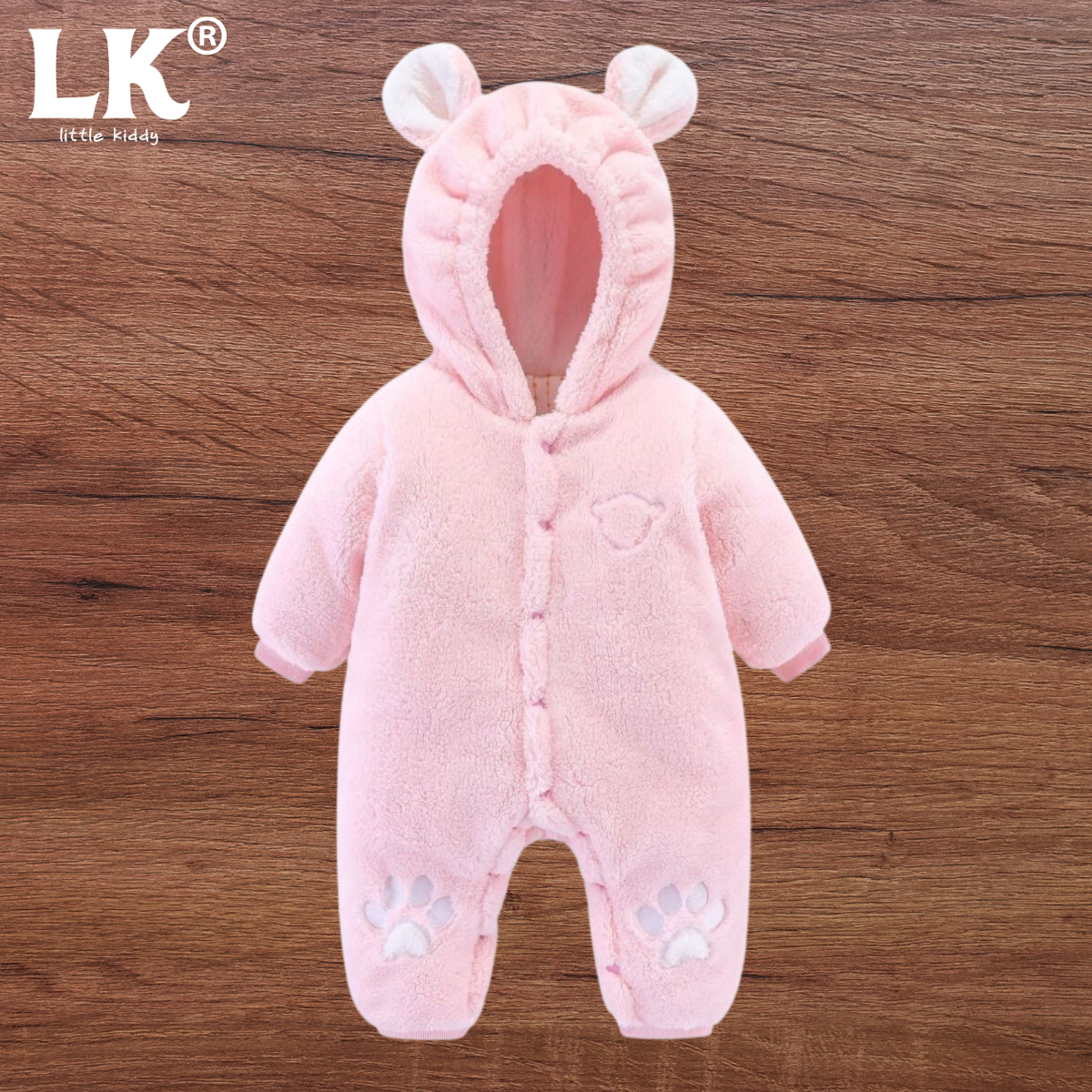 Baby Boy/Girl Panda Design Light Pink Winter Jumpsuit