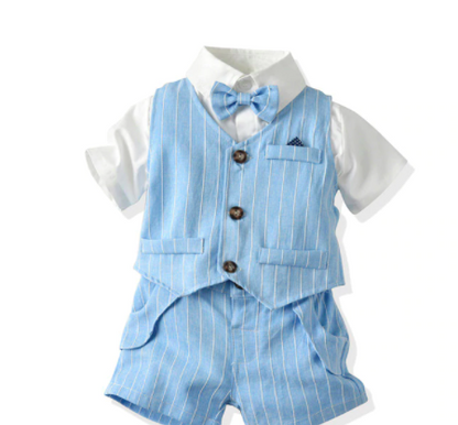3-Piece Baby Toddler Boy Shirt + Shorts and Waist Coat Set