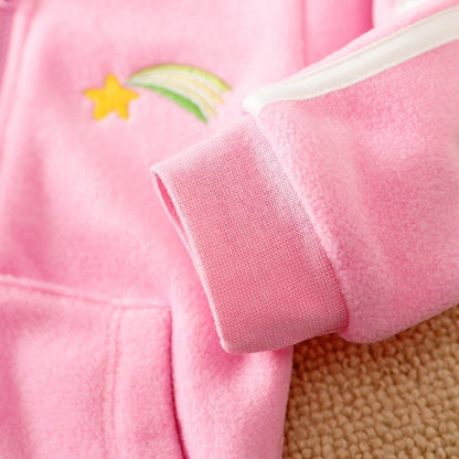 2pcs Toddler Girl Fleece Hoodie Winter Shirt and Pants Set