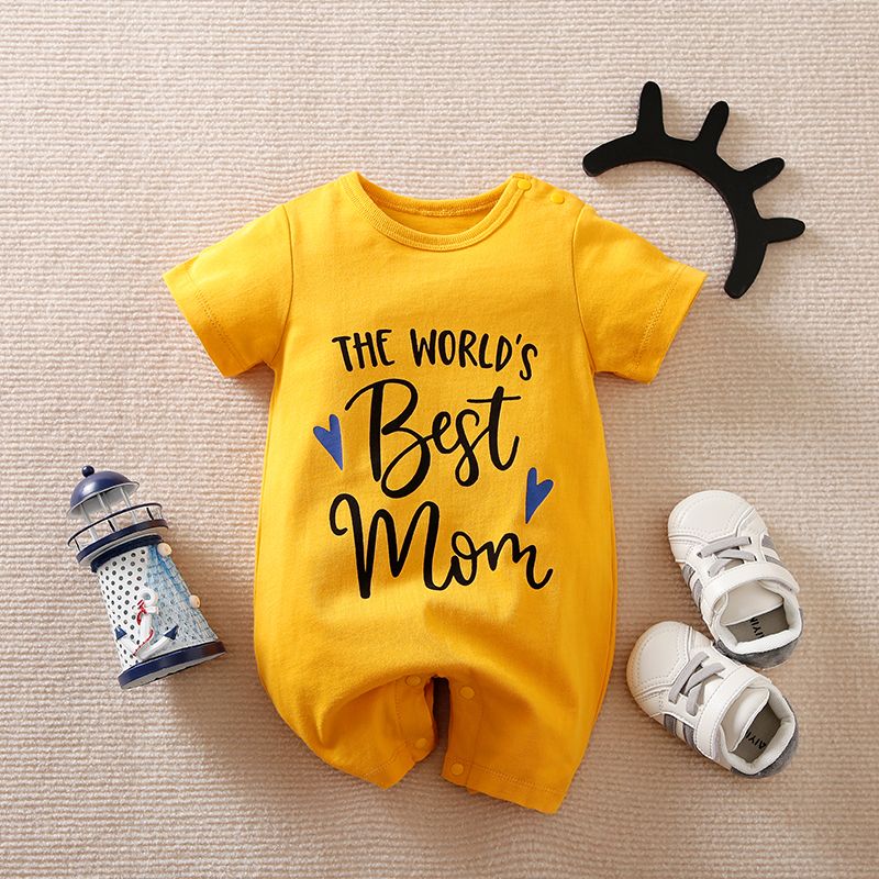 THE WORLD'S Best-Mom Letter Print Baby Boy/Girl Short-sleeve Romper