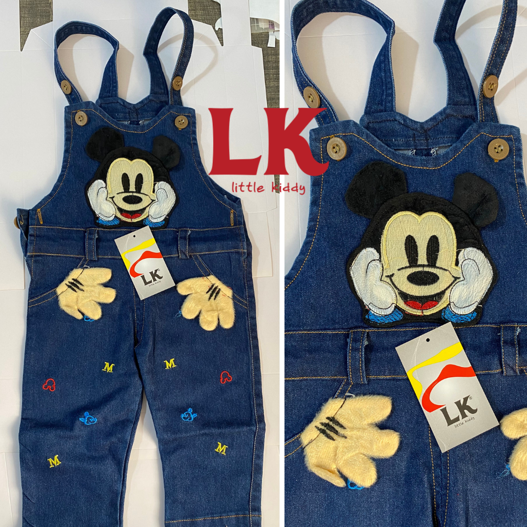 Mickey Minnie Baby Boy/Girl Embroidered Denim Overalls