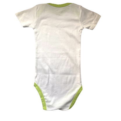 Cute Car Design Baby bodysuit in White/GGreen