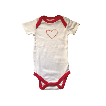 Heart Design Cute Baby Bodysuit in White/Pink