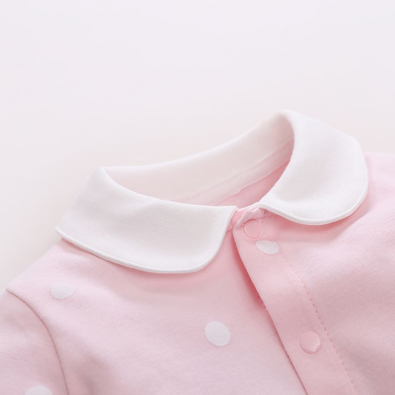 Baby Girl Polka Dot Print Long-sleeve Jumpsuit