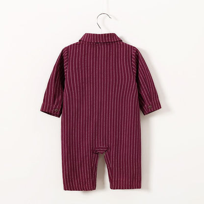 Baby Boy Gentleman Bowknot Decor Stripe Long-sleeve Summer Romper Jumpsuit