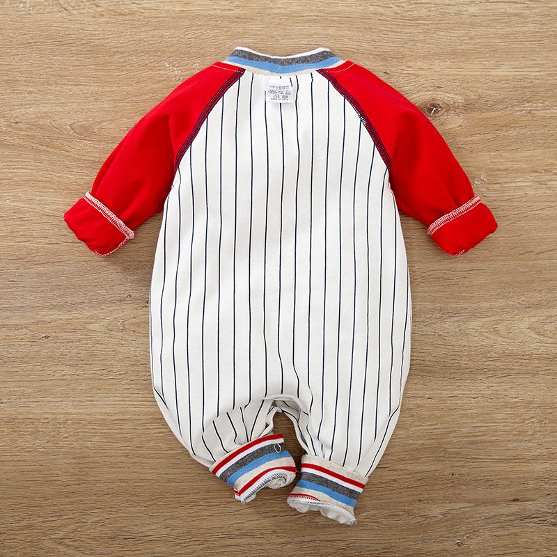 Baby Letter Striped Football Theme Jumpsuit