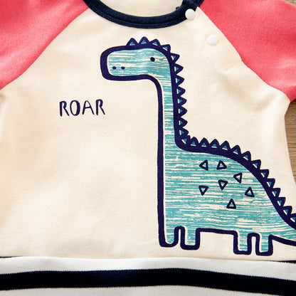 Baby Boy/Girl Long-sleeve Dino Print Cotton Romper