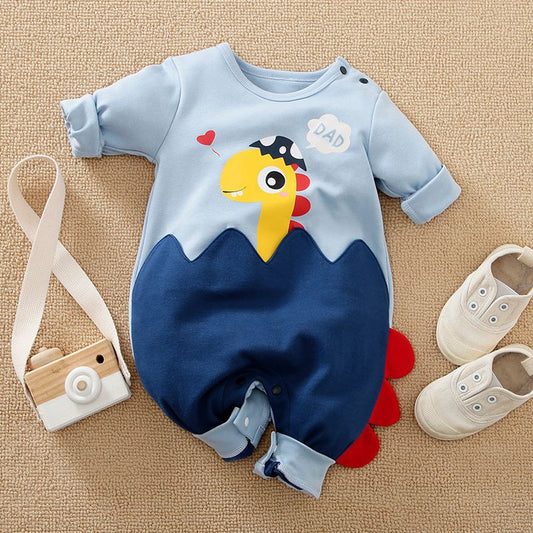 Little Kiddy Cartoon Printed Cute Blue Baby Romper