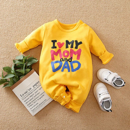 I LOVE MY MOM AND DAD PRINTED UNISEX FULL SLEEVE ROMPER